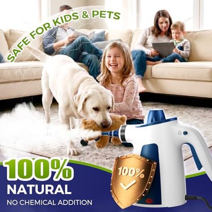 Handheld Steam Cleaner, 230°F Pressurized Steamer with No Water Spitting & Continuous Steam, 350ML Chemical-Free Deep Cleaning for Grease & Grime, 12 Accessories for Grout, Bathroom, Kitchen & Car