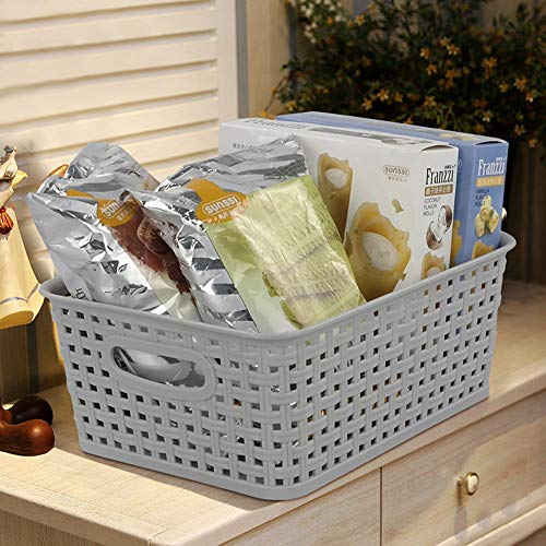 Kiddream Plastic Weave Storage Basket, 6-pack Grey Organizing Bin - color: grey