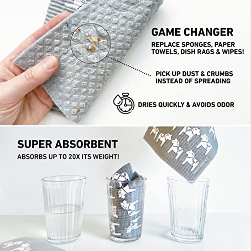 Nordhus Design Swedish Dishcloths,10 Grey Cloths, Made in Sweden - Reusable, Washable Cellulose Cotton Kitchen Cloths - Replace Paper Towels, Wipes, Sponges, Dish Rags - color: 3. Nordic Forest