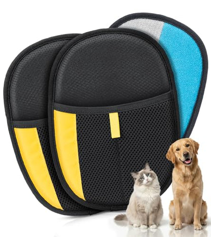Pet Hair Removal Glove for Dogs & Cats - Upgraded Reusable Electrostatic Pet Hair Glove, Pet Hair Remover Tool for Laundry, Couch, Carpet & Car Seat, Gentle Grooming Mitt - color: 2PCS-BlackBlue
