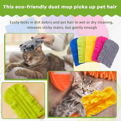 Zubebe 6 Pcs Duster Refill Reusable Fleece Duster Refills Feather Flat Dusters Multi Surface Washable Cleaning Pads Tools for Home, Blinds, Car, Pet, Furniture, Fans (Bright Color) - color: Bright Color