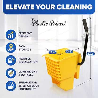 Plastic Prince Mop Wringer Only Side Press Wringer Replacement for Plastic Prince 26-Quart or 35 Quart Commercial Mop Bucket on Wheels, Yellow Pack of 2