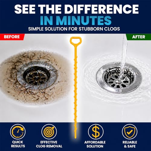 Drain Clog Remover, Drain Snake Hair Tool 20 inch Flexible Sink Drain Cleaner for Shower, Kitchen Pipe Unclogger, Plumbing Snake Hair Clog Remover Tool (Pack of 5) - style: 5 Pack
