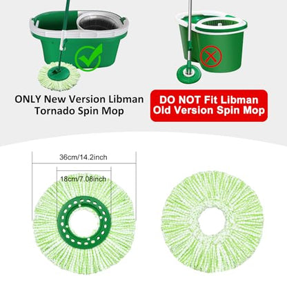 Tornado Spin Mop Head ONLY Compatible with 𝗡𝗲𝘄 𝗟𝗶𝗯𝗺𝗮𝗻 𝐓𝐨𝐫𝐧𝐚𝐝𝐨 𝗦𝗽𝗶𝗻 𝗠𝗼𝗽 𝗦𝘆𝘀𝘁𝗲𝗺, Washable & Reusable Libman Mop Head Replacement Refill for Tornado Mop (NOT for Old Version) - size: 2 Pack