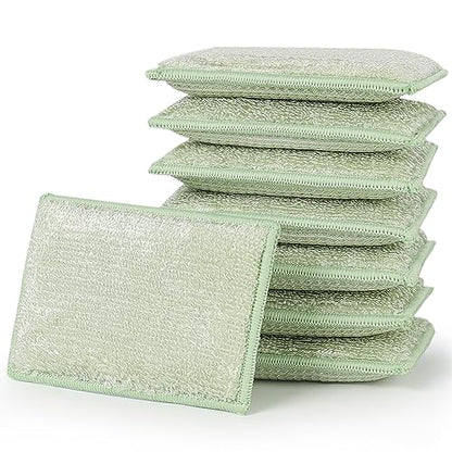JEBBLAS Bamboo Natural Kitchen Sponges Dish Sponge Cleaning Sponge Heavy Duty Scrub Sponge for Cleaning Kitchen and Household Green (8 Pack) - color: Green