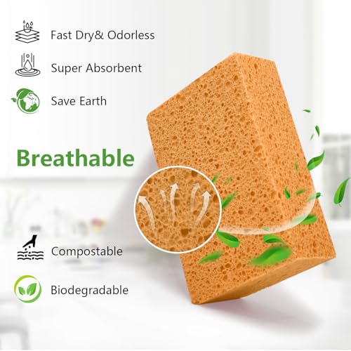 Car Wash Sponges, 3 Pack Extra Thick Large Cleaning Sponge Multi-Purpose for Bathroom Kitchen Bike Boat, Large Size Sponges 4'' X 6'' (Yellow) - color: A-yellow