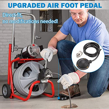 Air Foot Pedal, FEITON Air Foot Pedal Switch for Air- activated Drain Cleaning Machines, with 8' Long Hose for Ridgid K-400, K-380, K-3800, K750, K-7500, General, Spartan, Electric Eel, Trojan - color: Air Foot Pedal