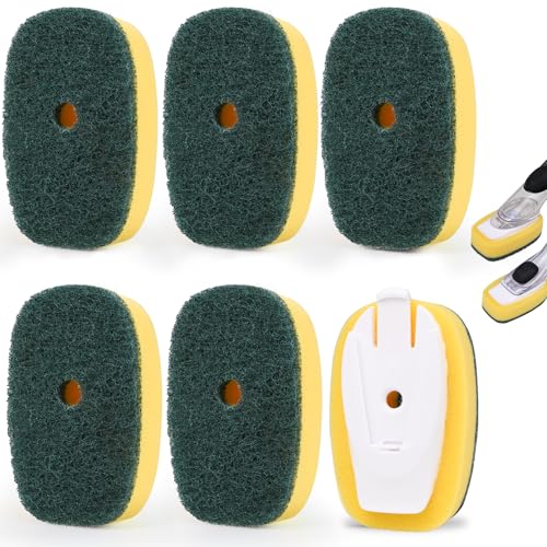 Sponge Brush Refills for OXO Dish Brush, 6 Pack Soap Dispensing Dish Refills, Scrub Replacement Head for Scrubber, Sponge Replacement Head Fits Soap Dispensing Handle - color: Green-6pack