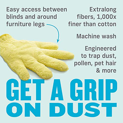 E-Cloth High Performance Dusting Glove - Reusable Microfiber Dusting Glove for House Cleaning, Washable Mitt for Dust, Pet Fur, Furniture, Blinds, Wood, Kitchens, & Household Surfaces - 1 Pack - size: Old Version