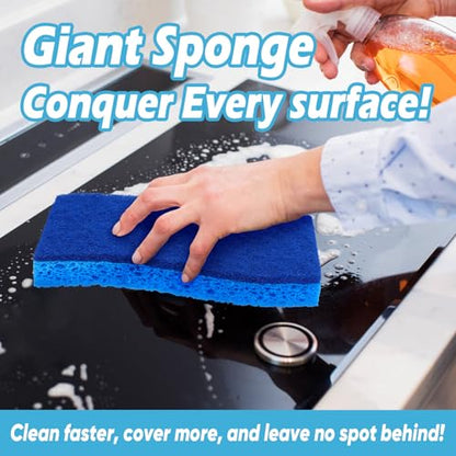 AIDEA XL Scrub Sponges Non-Scratch 6Count, Extra Large Sponges Kitchen, Sponge for Dishes, Cleans Fast Without Scratching Safe for Non-Stick Cookware, Cleaning Power for Kitchen, House - color: Blue-extra Large