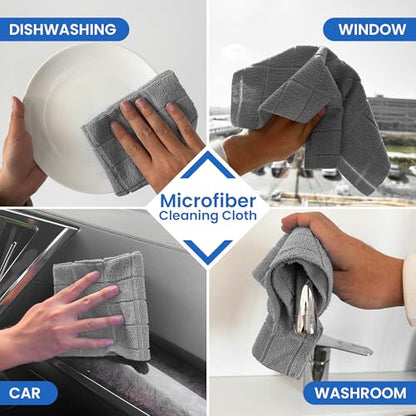Greenfound Microfiber Cleaning Cloth Roll, 80 Pack Tear Away Towels, Reusable Washable Lint Free Scratch Free Absorbent Cleaning Rags for Kitchen Home Car Window Glass, 11.5 x 11.5 Inch Check Grey - color: Check Grey
