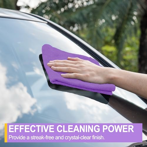 Microfiber Cleaning Cloth, 12 Pack Purple Cleaning Rags,12" X 11" Lint Free Dish Towels Wash Cloths, Reusable Microfiber Towels for Home and Kitchen Bathroom Apartment Cleaning Supplies - color: Purple, size: 12 Pack