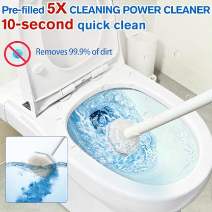 Toilet Brush and Holder Set - Disposable Toilet Bowl Wand Refills with Toilet Bowl Cleaners, Toilet Brush Set Includes 20 Refill Heads, Wand & Storage Caddy - 5X Cleaning Power - size: Starter Kit+20 Refill Heads