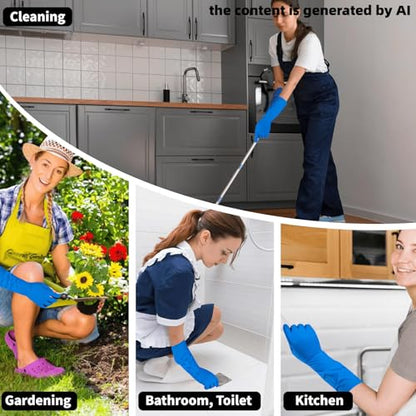 Long Sleeves Durable Disposable Nitrile White Gloves 15inches,Household Cleaning Dishwashing Waterproof 30PCS - color: Blue, size: Small