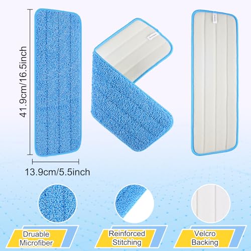 16.5 Inch Reusable Mop Pads Microfiber Spray Mop Replacement Heads for Wet/Dry Mops Compatible with Bona Floor Care System (6 Pack) - color: Multicolor Mop Pads