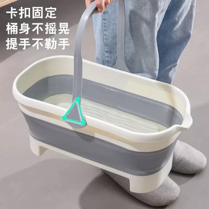 Generic 17L/4.2 Gallon Plastic Bucket, 2024 New Foldable Mop Bucket Laundry Basket with Handle, Portable Water Pail Space-Saving Bucket for House Cleaning, Camping, Fishing, Gray