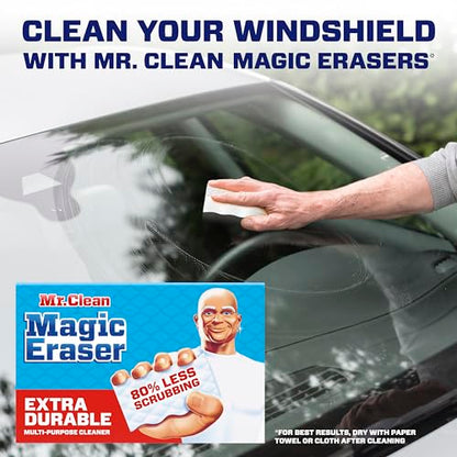 Mr. Clean Magic Eraser Sponge, All Purpose Cleaner, Cleaning Scrubber, Wall, Sneaker, Kitchen, Bathroom, Shower, Melamine Sponge, Pads, Extra Durable, 10ct