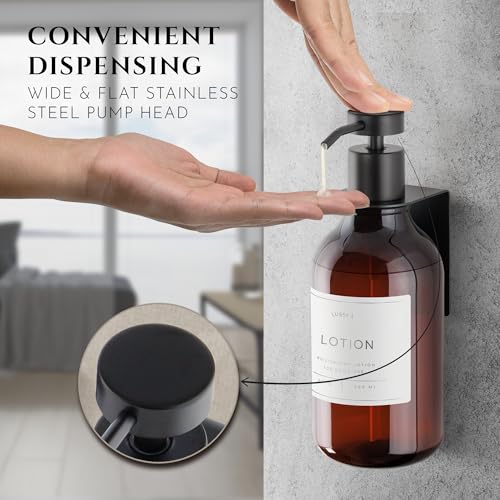 Wall Mount Soap Dispenser Holder, 2 Pack – 304 Stainless Steel, 2.95"×1.97"×2.56", 1.1" Neck Fit, No-Drill Peel & Stick Adhesive, Rustproof, Fits LUSSPA Bottles (Matte Black) - color: Matte Black
