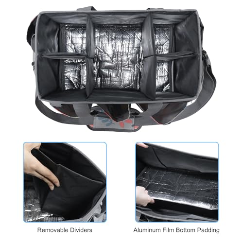 Wearable Cleaning Caddy Bag, Kitchen Supplies Organizer with Handle&Shoulder Strap, Under Sink&Car Cleaning Tool Tote with 4 Foldable Dividers for Housekeepers Cleaners (Grey Floral)