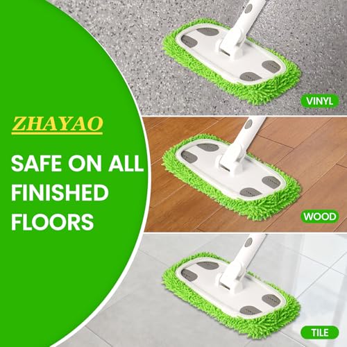 Reusable Microfiber Floor Mop System, Wet & Dry Sweeper Kit, Includes 1 Sweeper Handle, 3 Washable Chenille Mop Pads, Dry & Wet Use for Hardwood, Tile, and Laminate Floor - color: Gray