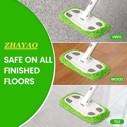 Reusable Microfiber Floor Mop System, Wet & Dry Sweeper Kit, Includes 1 Sweeper Handle, 3 Washable Chenille Mop Pads, Dry & Wet Use for Hardwood, Tile, and Laminate Floor - color: Gray