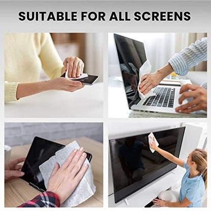 Electronic Wipes Streak-Free Screen Cleaner, TV Screen Cleaner for Smart TV, Screen Wipes Computer Cleaner, TV Cleaner for Electronics: Laptop, Car Phone, iPad | Microfiber Cloth Included [160 Wipes] - size: 4 Pack (160 Wipes)