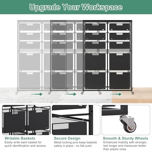 EasyPAG Rolling Storage Cart With 10 Drawers, Metal Craft Organizers And Storage Cart With Wood Tabletop, 30 Lbs Capacity Per Drawer For Home Office Classroom And Dorm, Black - size: 10 Drawers