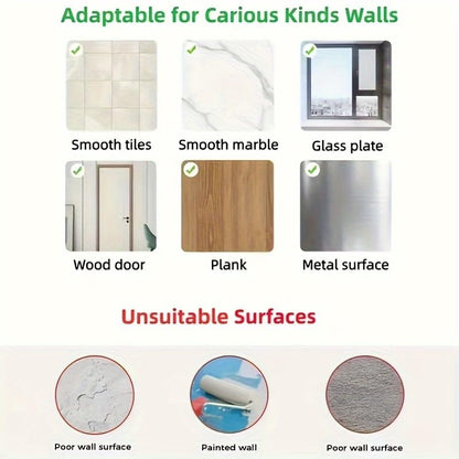 3PCS Mop Broom Holder Hook Wall Mounted Self Adhesive Detachable Non Slip Waterproof Broom Clip Organizer Bathroom Kitchen Garage, White - color: White