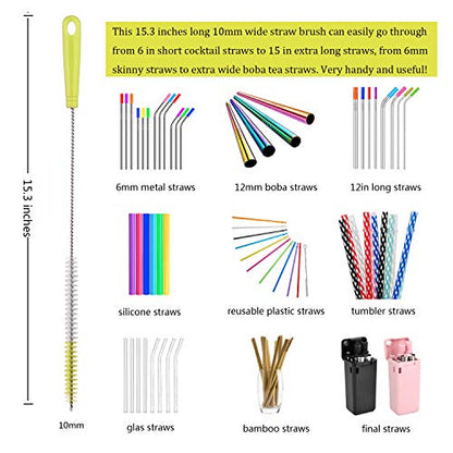 ALINK 8-Pack Bottle Cleaning Brush Set - Long Bottle Cleaner for Washing Beer/Wine Narrow Neck Bottles, Hummingbird Feeder, Sport Well, Plus Kettle Cleaner, Straw Brush - color: Light Green
