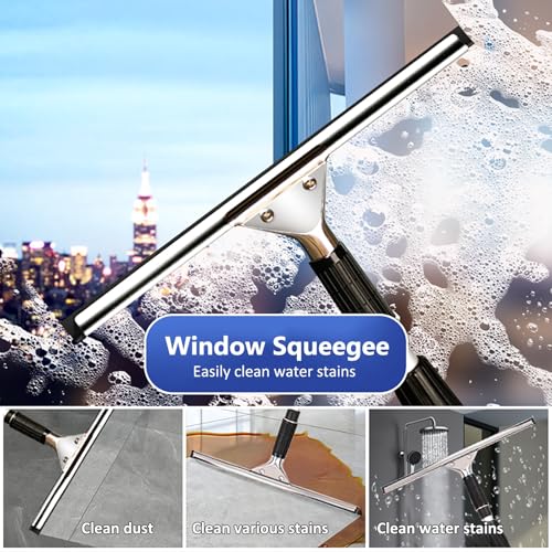 Professional Window Washing Squeegee Kit, Household Window Cleaner & Duster Kit with Extension Pole, Glass Cleaning Tools for Windows & Mirrors(0.74-1.2m(2.4-3.9ft)) - size: 0.74-1.2m(2.4-3.9ft)