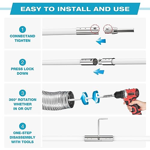 Sealegend 60 Feet Dryer Vent Cleaner Kit/Lint Remover/2×Upgraded Flexible Quick-Snap Brush/Fireplace Chimney Brushes for Easy to Use/Works Well with/Without a Power Drill - size: 60FT