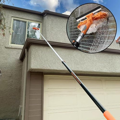 5-30 ft Window Washing Kit with Extension Pole (36+ Foot Reach) // Window Cleaning Tool & Window Washer Squeegee with Telescopic Extension Pole