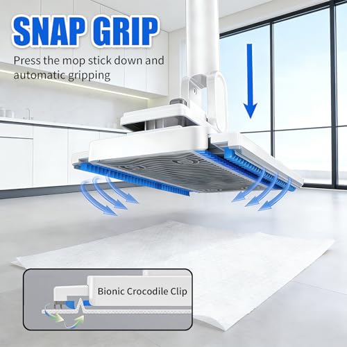 SOPAMI Snap Grip Mini Mop & Sweep Wall Cleaner for Tight Corners,Wall, Hardwood, Marble Floors,Pet Hair Removal for Home, 55" Extendable Lazy Mop-2 Reusable Cleaning Pads&1pcs Disposable
