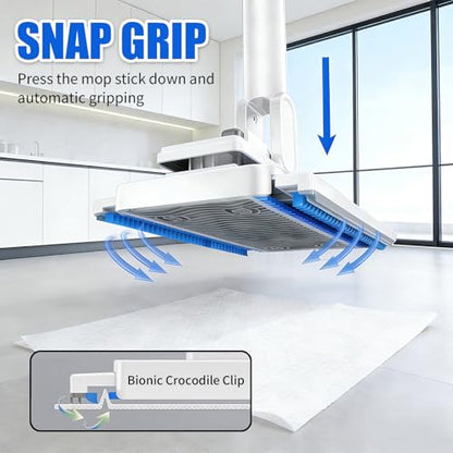 SOPAMI Snap Grip Mini Mop & Sweep Wall Cleaner for Tight Corners,Wall, Hardwood, Marble Floors,Pet Hair Removal for Home, 55" Extendable Lazy Mop-2 Reusable Cleaning Pads&1pcs Disposable