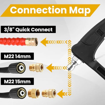 M MINGLE 20 FT Telescoping Pressure Washer Wand with Gutter Cleaner, Brush Head, 5 Nozzle Tips, and Hose Adapters for House Exterior, Window & Roof Cleaning - size: 20 Ft