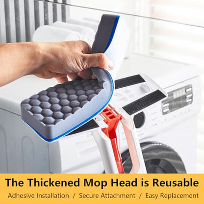 Magic Sponge Eraser Mop, 56" Adjustable Mop Handle with Flexible 10" Flat Head with Microfiber Pad and Magic Sponge Eraser Pads - color: Mop Set, size: 56"x10"