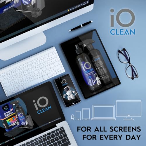 Screen Cleaner Spray (16oz+16oz) – Best Large Cleaning Kit for LCD LED OLED TV, Smartphone, iPad, Laptop, Touchscreen, Computer Monitor, Other Electronic Devices – 2 Microfiber Cloths and 4 Nozzles - size: 32 Fl Oz (Pack of 2)