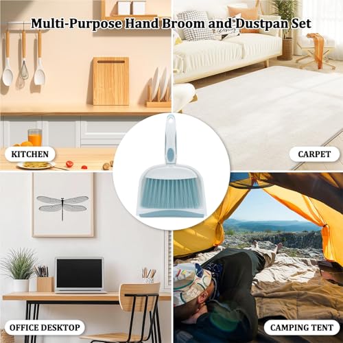 Broom Dustpan Brush Small Dust pan: Small Broom and Dustpan Set Mini Dust pan and Brush Set for Desk, Home, Camping Tent. (Light Blue) - color: Light Blue, size: 1pcs