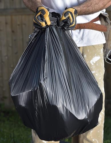 Ultrasac 55-60 Gallon 6.0 MIL Black Heavy Duty Trash Bags - 39" x 58" - Pack of 15 - For Contractor, Construction, & Industrial,UL-39586BK