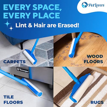 PetLovers Extra Sticky Floor Lint Roller 4 Pack of Refills Only - No Handles Included - 90 Sheets Per Refill 360 Sheets Total - size: 4 Pack Floor Roller Refills