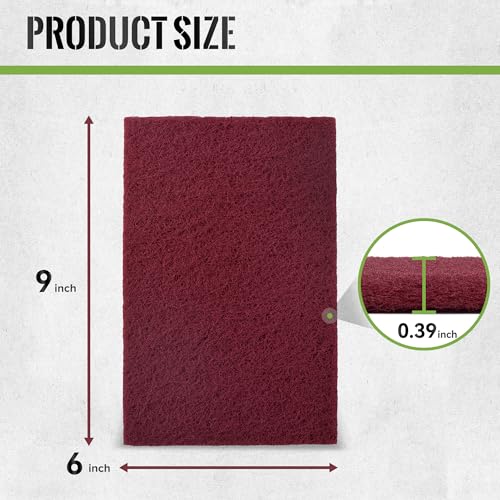 6” x 9” Maroon Scuff Pads for Paint Prep, 10PCS, Maroon General Purpose Scrub Pads for Surface Preparation, Scuffing, Scouring, Scotch Abrasive Brite Pad - style: 320 Grit-Maroon-10PCS