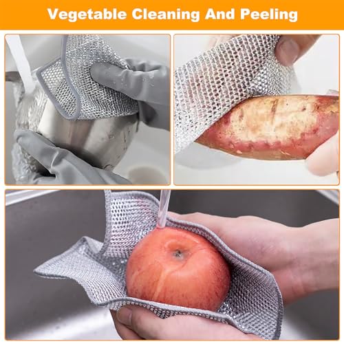 10 Pack Reusable Steel Wire Scrub Cloths, Heavy-Duty Double-Layer Cleaning Pads for Kitchen, Dishes, Oven & Sink - color: 10 Pairs of Double-layer Cloths