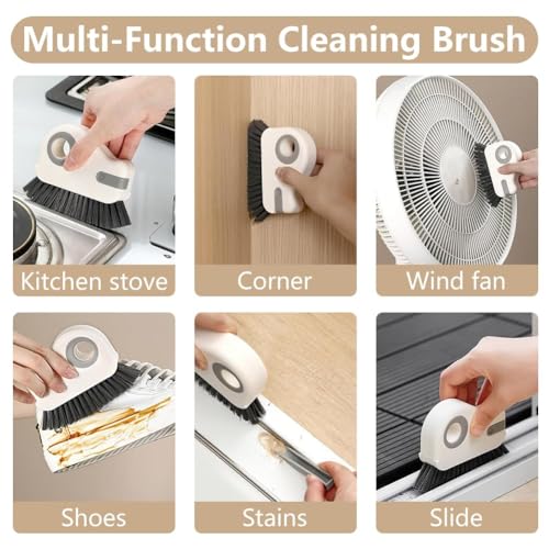 2-in-1 Window Groove Cleaning Brush, Window Sill Track Cleaner Tool, Scratch-Free Deep Cleaning Brush for Sliding Door, Shower Door Sills and Household Narrow Gaps, 2 Pack Gray