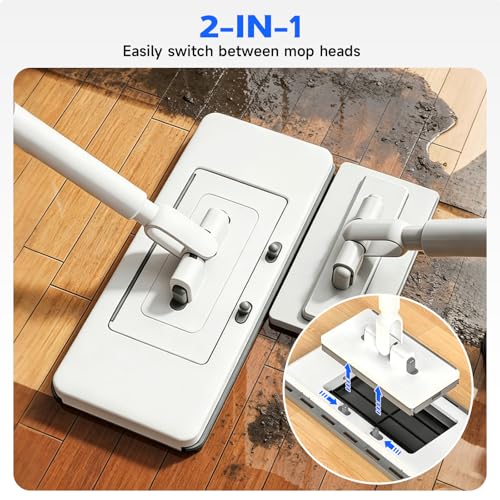 New 2-in-1 Push Clamp Lazy Mop – Hands Free Flat Mops, Quick Mopping & Sweeping, Compatible with Most Pads, Adjustable Handle, Perfect for People with Back Pain or Mobility Issues, 10 Reusable Cloths - size: 1Mop with 10 Reusable Cloths