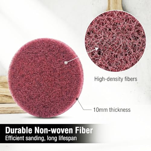 4 Inch 400 Grit Drill Brush Scrubber Scouring Pads, 20 Pcs Hook & Loop Power Scrubber Scour Pad for Rotary Tools, Random Orbital Sander (Red) - style: Red - 400#