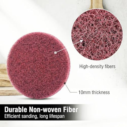 4 Inch 400 Grit Drill Brush Scrubber Scouring Pads, 20 Pcs Hook & Loop Power Scrubber Scour Pad for Rotary Tools, Random Orbital Sander (Red) - style: Red - 400#