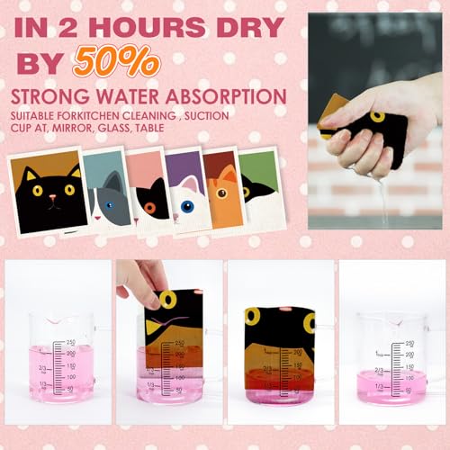Cute Cat Swedish Dish Clothes Pack of 6, Reusable, Absorbent Hand Towels for Kitchen, Bathroom and Cleaning Counters Cellulose Sponge Cloth - color: Cat