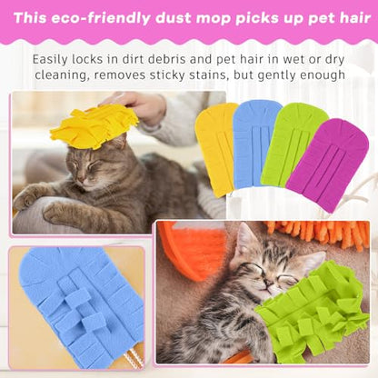 Zubebe 12 Pcs Duster Refill Reusable Fleece Duster Refills Feather Flat Dusters Multi Surface Washable Cleaning Pads Tools for Home, Blinds, Car, Pet, Furniture, Fans (Red,Yellow,Green,Blue) - color: Red, Yellow, Green, Blue