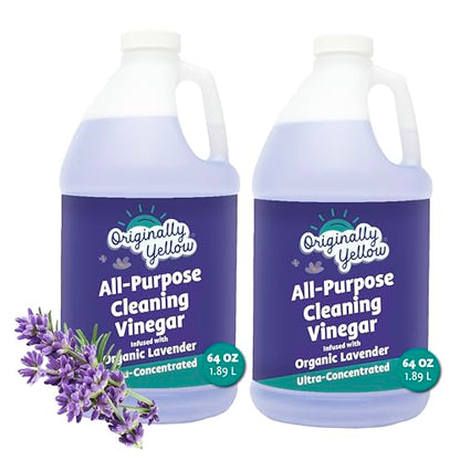 Originally Yellow Lavender White Vinegar For Cleaning Purpose | USA Made All Purpose Cleaner | Use as Glass, Kitchen & Floor Cleaner | Plant Derived Cleaning Vinegar 1 Gallon in 2 pack | 128 Oz - size: 64 Fl Oz (Pack of 2)