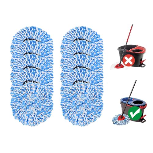 10 Pack O-Cedar Spin Mop Head Replacements, 100% Microfiber, Compatible with RinseClean 2-Tank System, Machine Washable, Easy to Replace and Highly Absorbent for Floor Cleaning - size: 10 Count